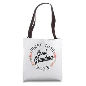 first time great grandma 2023 pregnancy announcement tote bag