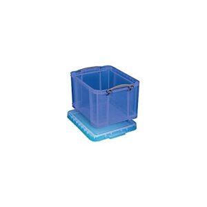 really useful boxes plastic storage box, 32 liters, 12 inch h x 14 inch w x 19 inch d, blue – pack of 3