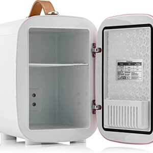 Subcold Pro4 Luxury Mini Fridge Cooler 4 Litre / 6 Cans AC & Exclusive USB ECO Power Option | Portable Small Refrigerator For The Office, Bedroom, Car, Travel, Skincare & Cosmetic (Pink)