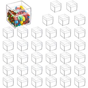 okllen 36 pack acrylic square cube, small clear box with lids, treat gift boxes candy storage container for cosmetics, makeup, jewelry, party favor, 2x2x2 inches