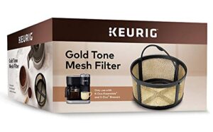 keurig reusable ground coffee filter compatible essentials and k-duo brewers only, eco-friendly way to brew a carafe, gold tone mesh