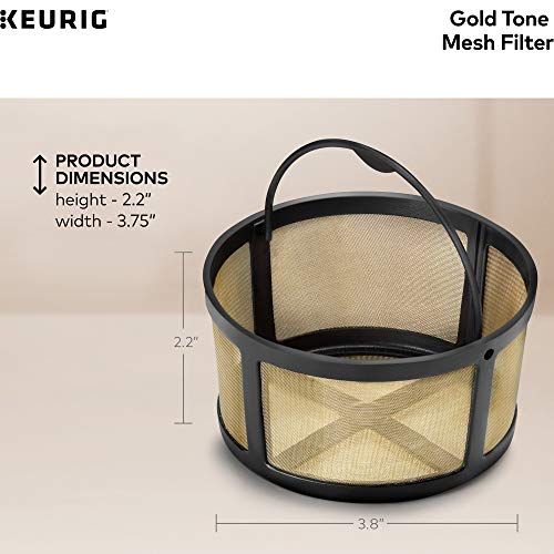 Keurig Reusable Ground Coffee Filter Compatible Essentials and K-Duo Brewers only, Eco-Friendly Way to Brew a Carafe, Gold Tone Mesh
