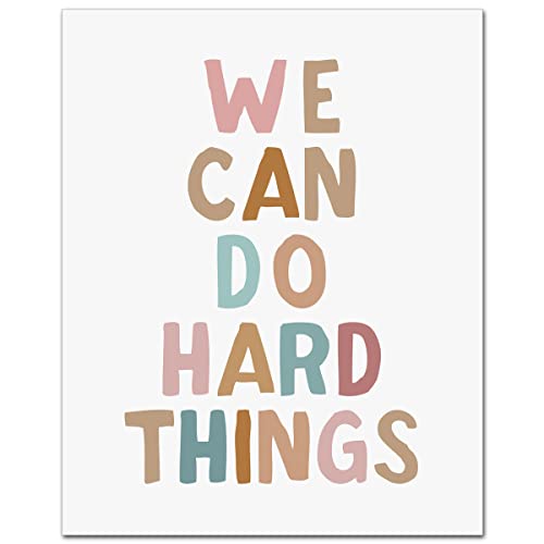 We Can Do Hard Things, Kids Wall Art, Positive Classroom Art, Growth Mindset, Affirmation Art, Kids Affirmation, Positive Classroom Decor, Positive Affirmation, 8x10 inch - UNFRAMED