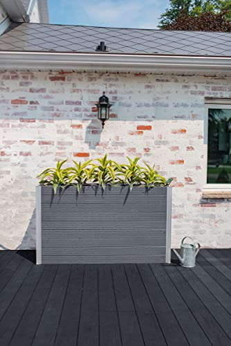 Vita Urbana 16 inch x 56 inch x 33 inch Embossed Vinyl Large Parklette Planter, Slate Grey, Gray, PVC, Woodgrain, BPA and Pthalate Free, VT17613