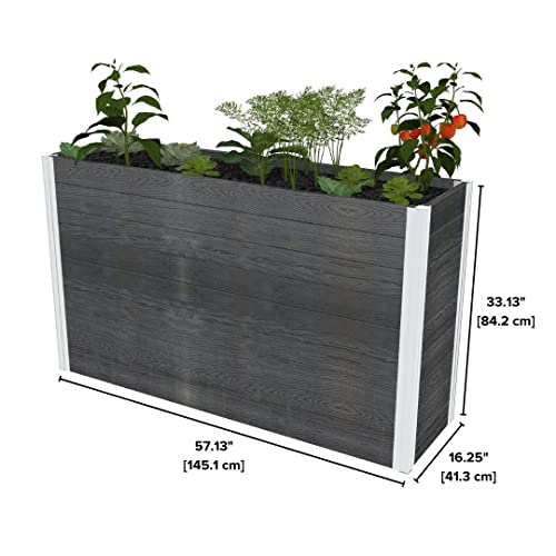 Vita Urbana 16 inch x 56 inch x 33 inch Embossed Vinyl Large Parklette Planter, Slate Grey, Gray, PVC, Woodgrain, BPA and Pthalate Free, VT17613