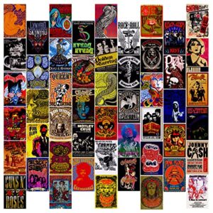 xinjianjqin 50pcs vintage rock wall collage kit ,retro music room bedroom decor art,band posters, posters,posters for aesthetic 90s,vintage decor, album pictures,trendy small posters dorm, 4x6inches