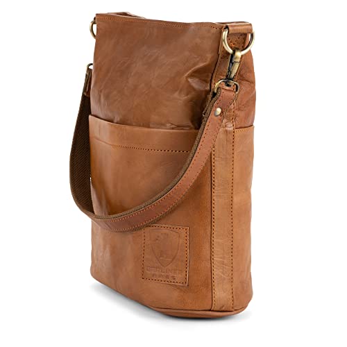 BERLINER BAGS Vintage Leather Shoulder Bag Sofia, Two Strap Crossbody Handbag for Women - Brown