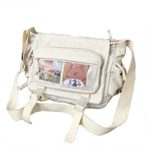 kawaii crossbody bag cute clear messenger bag ita bag backpack purse for women y2k shoulder bag harajuku fairy aesthetic (white, one size)