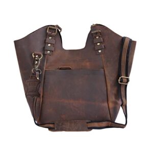 madosh, women large capacity tote bag buffalo leather rustic shoulder purse vintage business crossbody hobo handbag