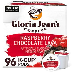gloria jean’s coffees raspberry chocolate lava, single-serve keurig k-cup pods, flavored medium roast coffee pods, 96 count