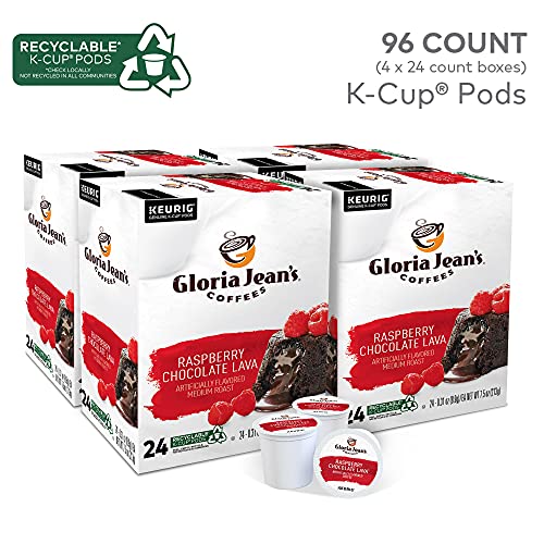 Gloria Jean's Coffees Raspberry Chocolate Lava, Single-Serve Keurig K-Cup Pods, Flavored Medium Roast Coffee Pods, 96 Count