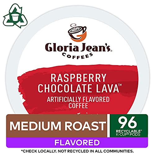 Gloria Jean's Coffees Raspberry Chocolate Lava, Single-Serve Keurig K-Cup Pods, Flavored Medium Roast Coffee Pods, 96 Count