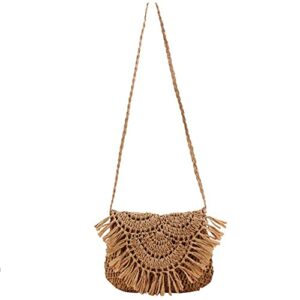 jbr women’s cotton crochet tassel shoulder purse bohemian messenger bag handmade beach bag