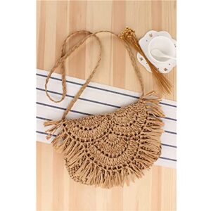 JBR Women's Cotton Crochet Tassel Shoulder Purse Bohemian Messenger Bag Handmade Beach Bag