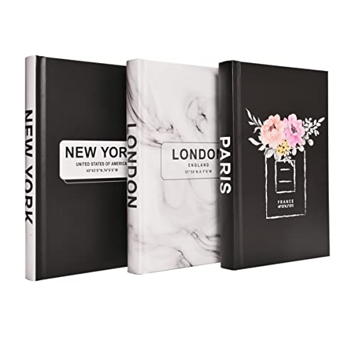 Fashion Decorative Books for Home Decor, 3pcs Hardcover Modern Decorative Book Stack, Farmhouse Stacked Books, Display Books for Coffee Tables/Shelves (New York/Paris/London)