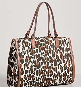 Tory Burch Women's Ella Leopard Canvas Small Tote, Reva Leopard, Print, One Size