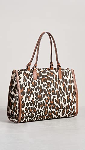 Tory Burch Women's Ella Leopard Canvas Small Tote, Reva Leopard, Print, One Size