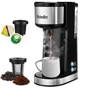 single serve coffee maker for k cup pod ground coffee,mini coffee maker 2 in 1,one cup coffee maker for travel office,small single cup coffee maker machine with strength control self cleaning function