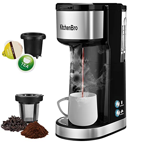 Single Serve Coffee Maker for K Cup Pod Ground Coffee,Mini Coffee Maker 2 In 1,One Cup Coffee Maker for Travel Office,Small Single Cup Coffee Maker Machine with Strength Control Self Cleaning Function