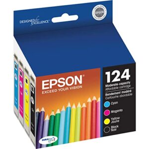 epson t124 durabrite ultra -ink standard capacity black & color -cartridge combo pack (t124120-bcs) for select epson stylus and workforce printers