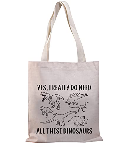 BDPWSS Dinosaur Tote Bag Funny Dinosaur Fans Gift Dinosaur Lover Bag Yes i Really Do Need All These Dinosaurs Travel Pouch (All dinosaurs TG)