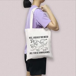 BDPWSS Dinosaur Tote Bag Funny Dinosaur Fans Gift Dinosaur Lover Bag Yes i Really Do Need All These Dinosaurs Travel Pouch (All dinosaurs TG)