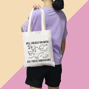 BDPWSS Dinosaur Tote Bag Funny Dinosaur Fans Gift Dinosaur Lover Bag Yes i Really Do Need All These Dinosaurs Travel Pouch (All dinosaurs TG)