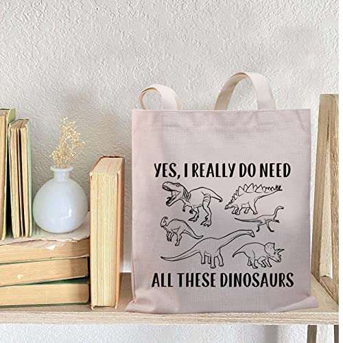 BDPWSS Dinosaur Tote Bag Funny Dinosaur Fans Gift Dinosaur Lover Bag Yes i Really Do Need All These Dinosaurs Travel Pouch (All dinosaurs TG)