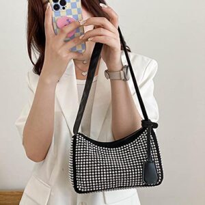 Rhinestone Purses and Handbags for Women Evening Diamond Purse Small Bling Crystal Shoulder Bag (Black)