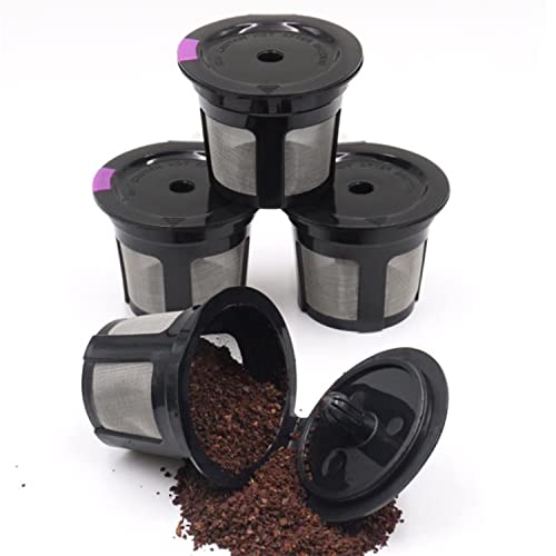 7-Pack Reusable Filter Cups For Keurig 2.0 & 1.0 Brewers Universal, Refillable K Cup Pod Coffee Filters fit Keurig K-Cup Brewers (Black)