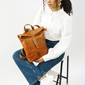 BERLINER BAGS Vintage Leather Backpack Seattle, Women’s Rucksack for Work, School, Cycling - Brown