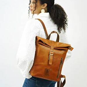 BERLINER BAGS Vintage Leather Backpack Seattle, Women’s Rucksack for Work, School, Cycling - Brown