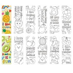 anseal 60 pcs color your own bookmarks bulk, 12 styles diy bookmarks for kids/teens, cute fruit bookmarks for reading lover, fun & personalized bookmark for students, classroom rewards supplies