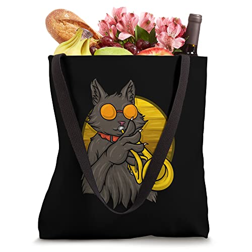 Cat Trumpet Player Jazz Musician Music Marching Band Tote Bag