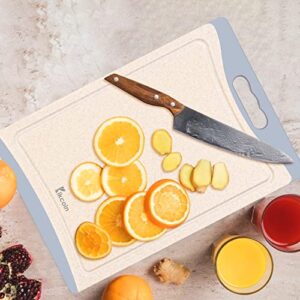 Kikcoin Extra Large Cutting Boards, Plastic Cutting Board for Kitchen Dishwasher Chopping Board Set of 3 with Juice Grooves, Easy Grip Handle