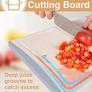 Kikcoin Extra Large Cutting Boards, Plastic Cutting Board for Kitchen Dishwasher Chopping Board Set of 3 with Juice Grooves, Easy Grip Handle