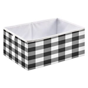 kigai collapsible storage baskets white black buffalo plaid (4) rectangular storage bins baskets for organizing fabric collapsible storage organizer for bedroom home decor