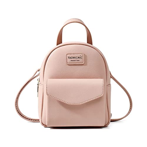 Multi-Function Women Fashion Mini Backpack Soft Leather Casual Travel Small Shoulder Bag (Pink)