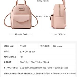 Multi-Function Women Fashion Mini Backpack Soft Leather Casual Travel Small Shoulder Bag (Pink)