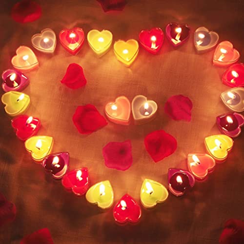BESPORTBLE LED Tea Lights Heart Shape Tealight Candles Smokeless Tealight Candles Mini Candle for Wedding Decoration 9pcs Dining Room Table Decor