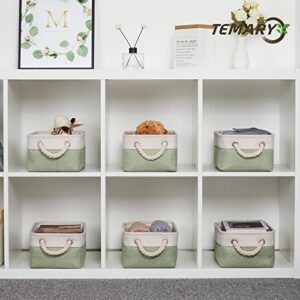 Temary Baskets Fabric Storage Bins for Shelves Fabric Storage Cubes for Organizing Home (White&Green, 6Pack-11.8Lx7.9Wx5.3H, 2Pack-16Lx12Wx12H, 4Pack-12Lx12Wx12H)