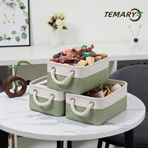 Temary Baskets Fabric Storage Bins for Shelves Fabric Storage Cubes for Organizing Home (White&Green, 6Pack-11.8Lx7.9Wx5.3H, 2Pack-16Lx12Wx12H, 4Pack-12Lx12Wx12H)