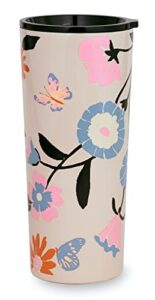 kate spade new york cute stainless steel mug, 24 ounce travel tumbler, double wall insulated cup with lid, floral garden