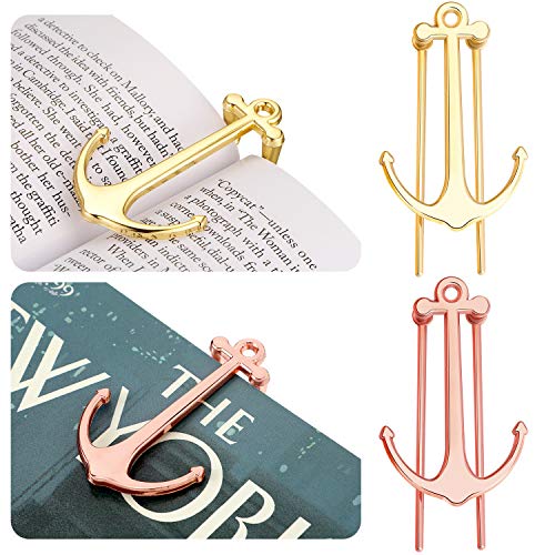 2 Pieces Bookmarks Creative Bookmark Metal Page Holder for Students Teachers Graduation Gifts School Office Supplies (Gold and Rose Gold)