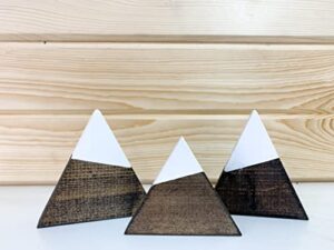 cz grain 3 pcs. mountain shelf decor | shelf decor nursery | mini wood mountain | adventure mountain shelf stand