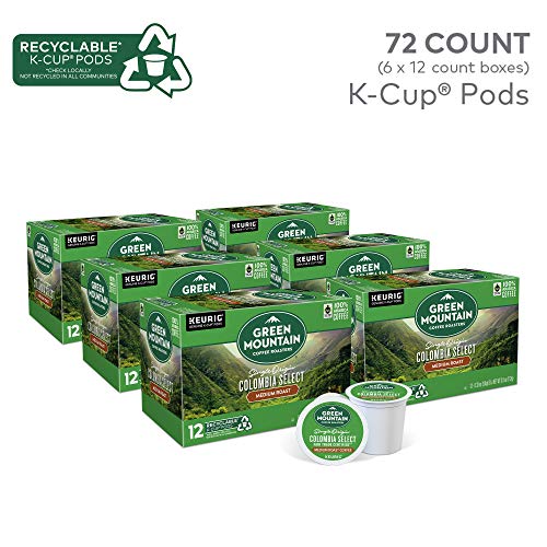 Green Mountain Coffee Roasters Colombia Select, Single-Serve Keurig K-Cup Pods, Medium Roast Coffee, 12 Count (Pack of 6) - Packaging May Vary