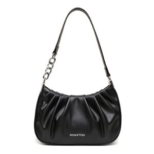 anna&yoyo shoulder handbag bag crescent hobo bags for women,soft smooth vegan leather unique and fashionable appearance design