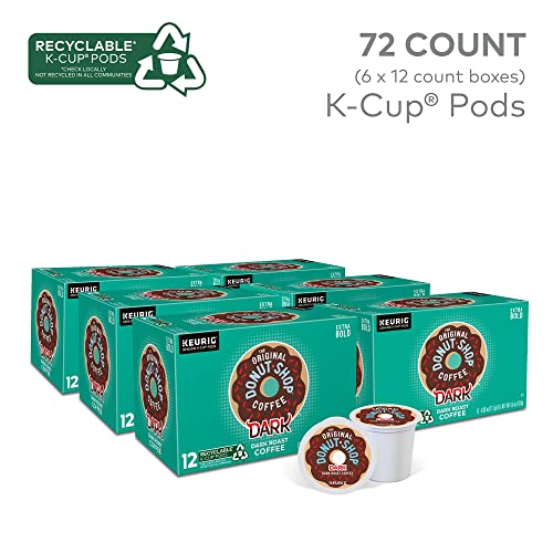 The Original Donut Shop Dark, Single-Serve Keurig K-Cup Pods, Dark Roast Coffee, 12 Count (Pack of 6)