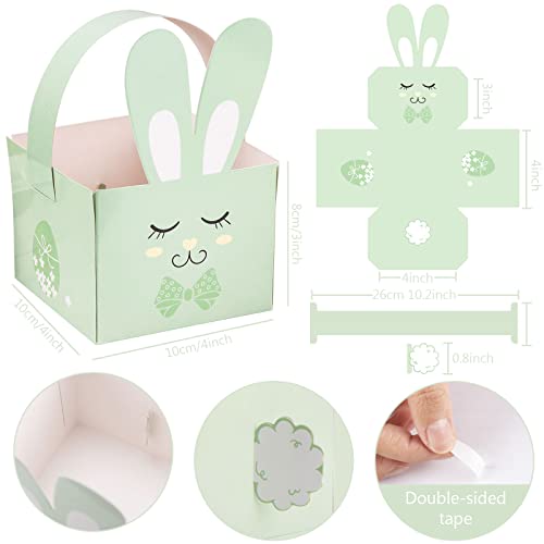 Whaline 24 Pack Easter Treat Boxes with Handle Easter Rabbit Bunny Chick Lamb DIY Basket Containers Cute Animal Style Candy Cookie Goodie Gift Holder Box for School Classroom Party Favor Supplies