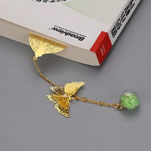 ZIZZON Metal Leaf Bookmark with 3D Butterfly Pendant Christmas Thanksgiving Unique Gift for Book Lover Teacher Women and Girls 2 Pack